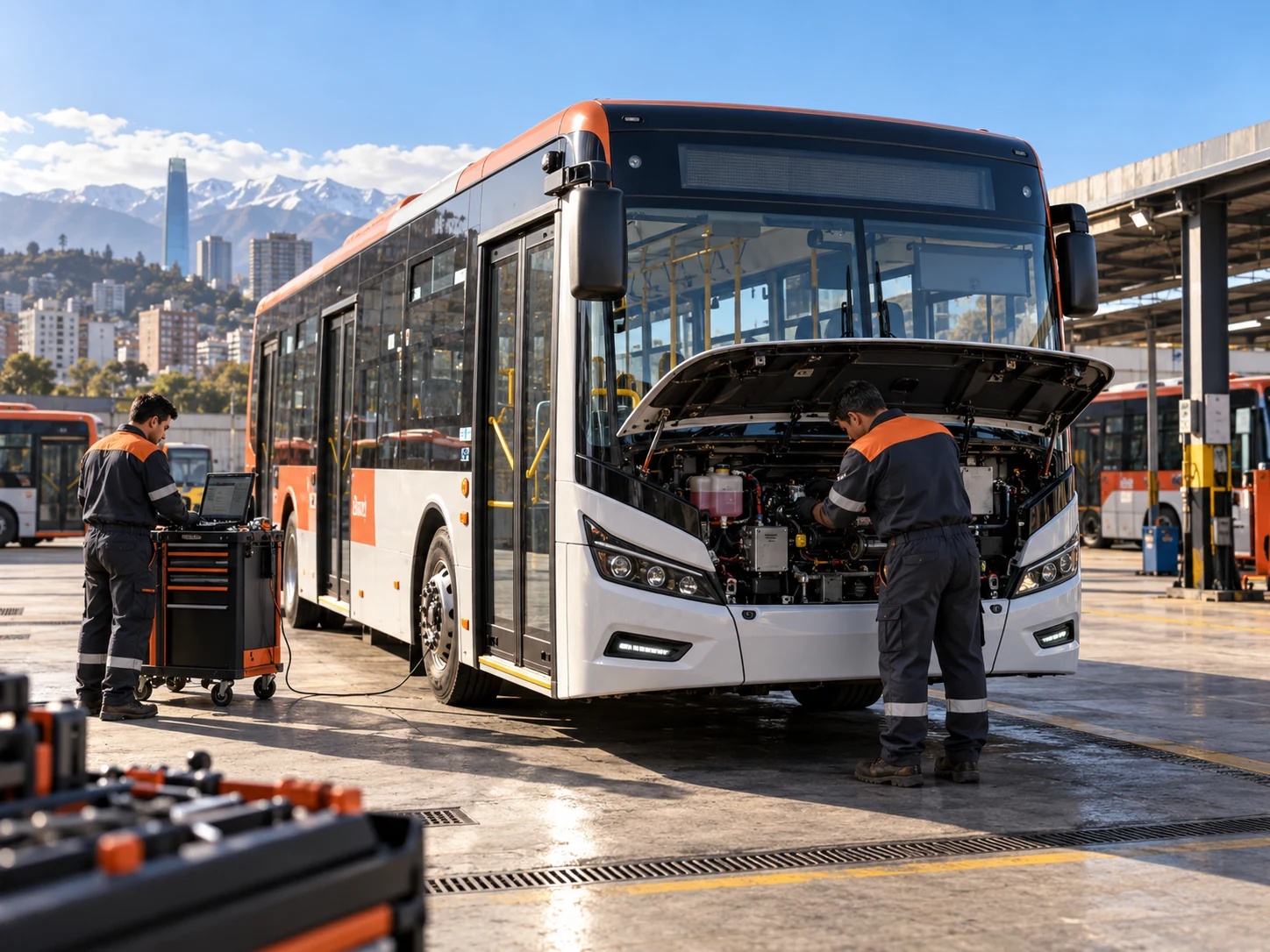 Bus en mantenimiento